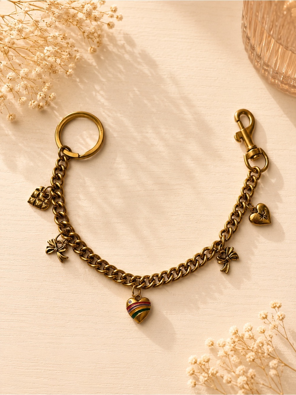 Handmade Gold Tone Bag Chain Charm